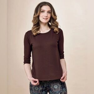 Double D Ranch 3/4 Sleeve Top Brown Size XS